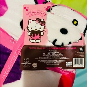 Hello Kitty Pink and White Plush Blanket